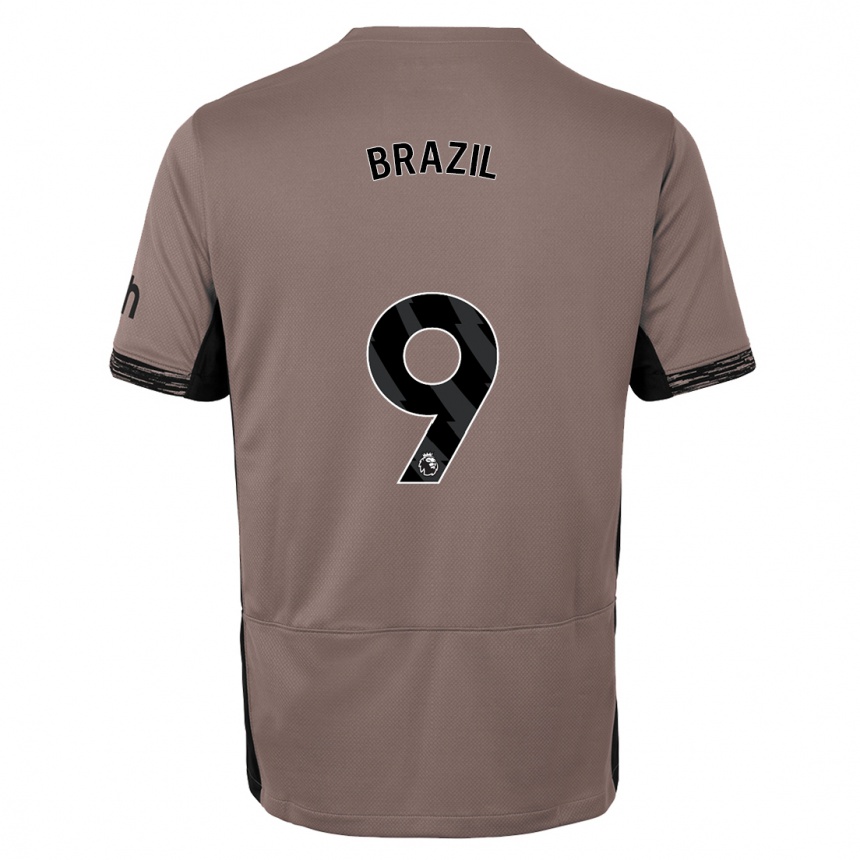 Women  Ellie Brazil #9 Dark Beige Third Jersey 2023/24 T-Shirt Nz