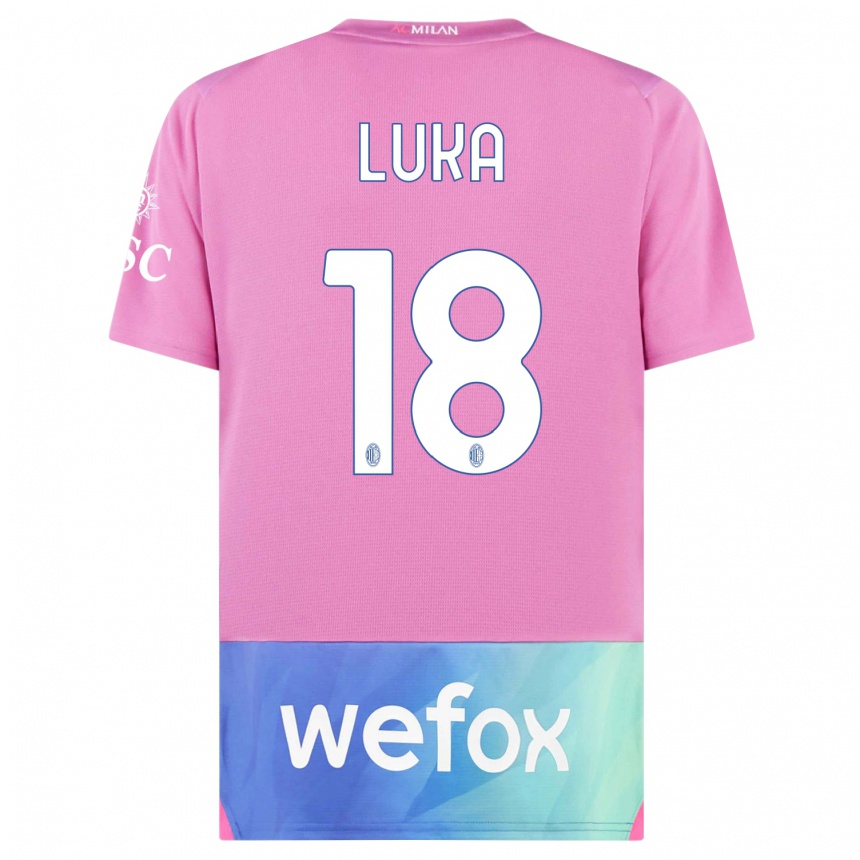 Women  Luka Romero #18 Pink Purple Third Jersey 2023/24 T-Shirt Nz