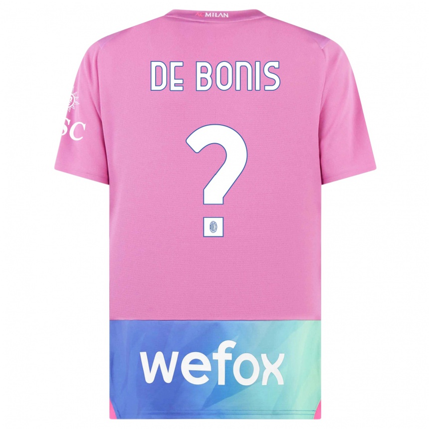 Women  Andrea De Bonis #0 Pink Purple Third Jersey 2023/24 T-Shirt Nz