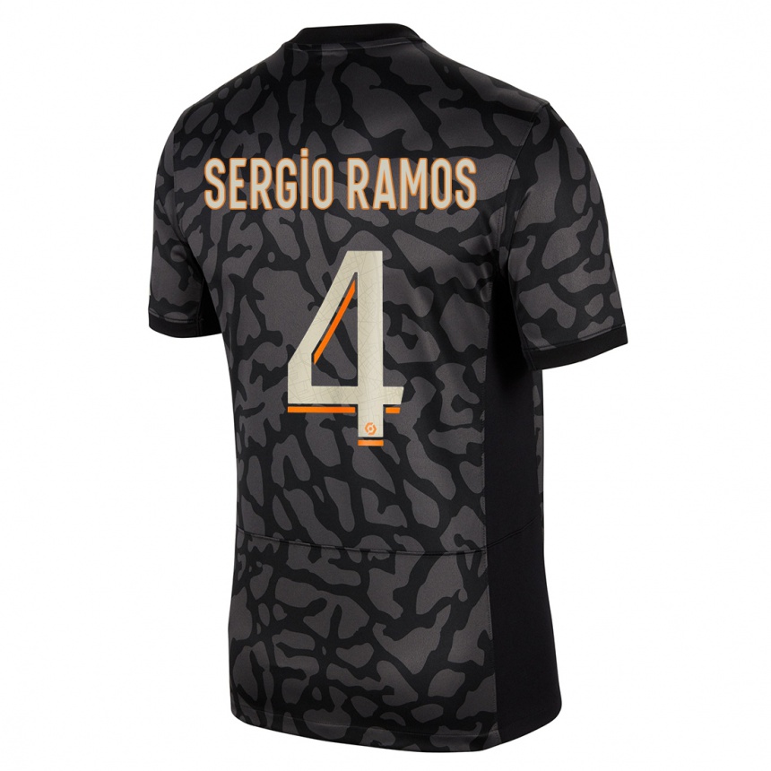 Women  Sergio Ramos #4 Black Third Jersey 2023/24 T-Shirt Nz