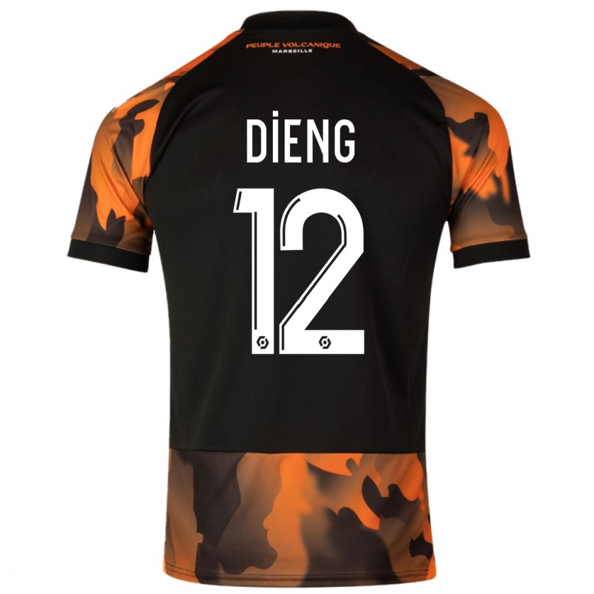 Women  Bamba Dieng #12 Black Orange Third Jersey 2023/24 T-Shirt Nz