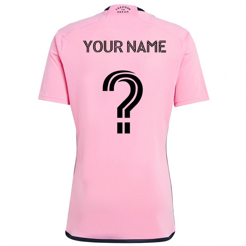 Kids Football Your Name #0 Pink Home Jersey 2024/25 T-Shirt Nz