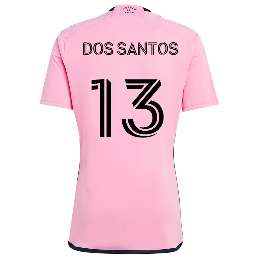 Kids Football Cj Dos Santos #13 Pink Home Jersey 2024/25 T-Shirt Nz