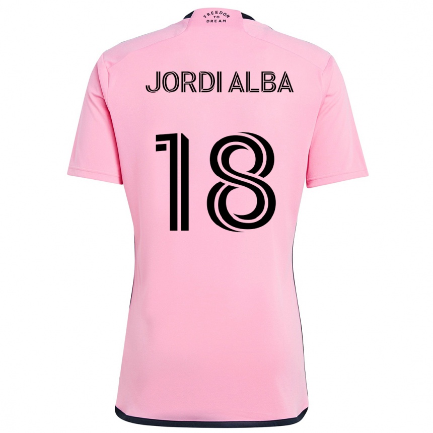 Kids Football Jordi Alba #18 Pink Home Jersey 2024/25 T-Shirt Nz