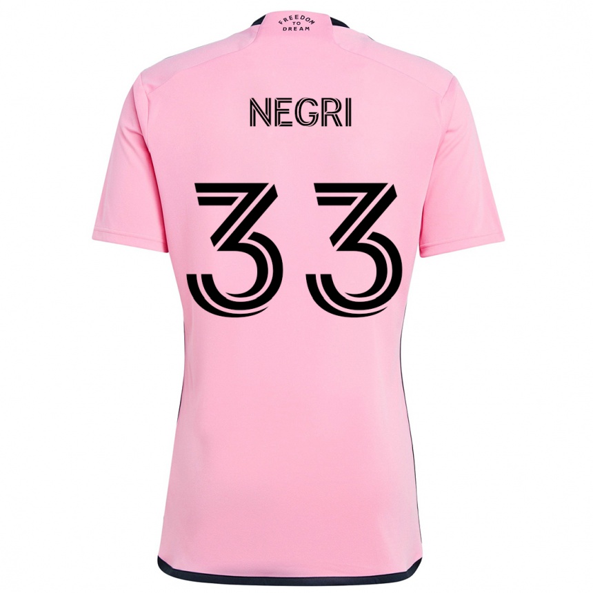 Kids Football Franco Negri #33 Pink Home Jersey 2024/25 T-Shirt Nz