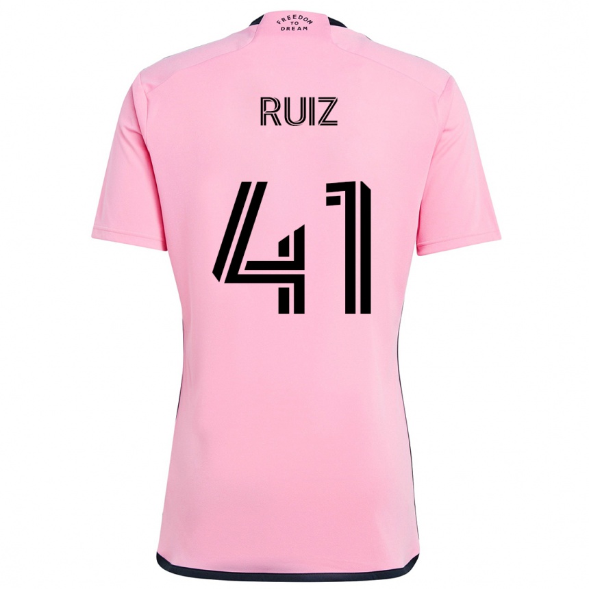 Kids Football David Ruíz #41 Pink Home Jersey 2024/25 T-Shirt Nz