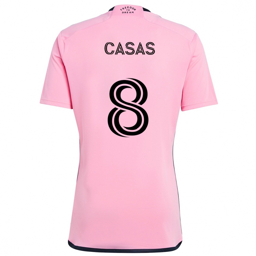 Kids Football Pep Casas #8 Pink Home Jersey 2024/25 T-Shirt Nz