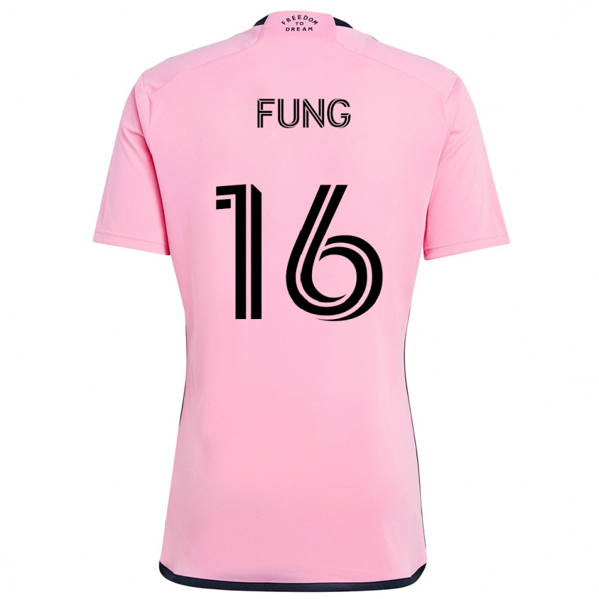 Kids Football Victor Fung #16 Pink Home Jersey 2024/25 T-Shirt Nz