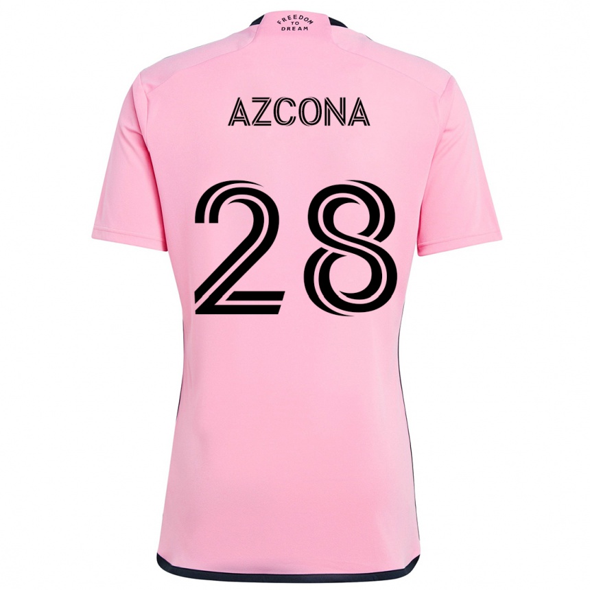 Kids Football Edison Azcona #28 Pink Home Jersey 2024/25 T-Shirt Nz