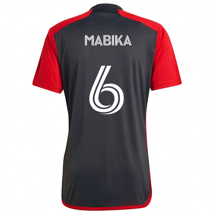 Kids Football Aimé Mabika #6 Grayn Red Home Jersey 2024/25 T-Shirt Nz