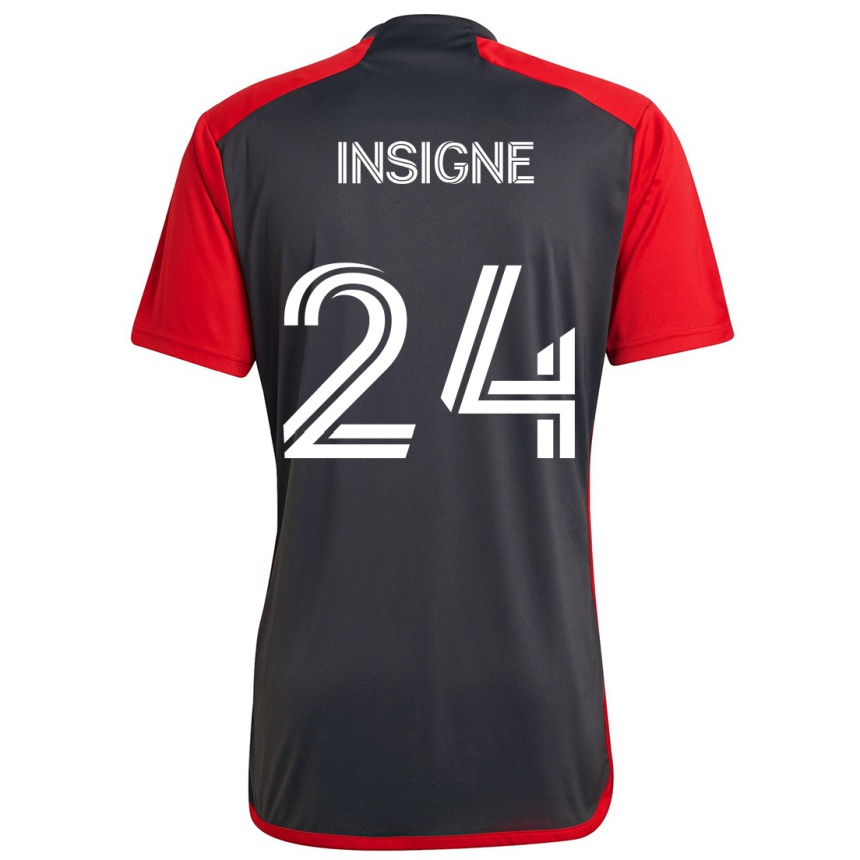 Kids Football Lorenzo Insigne #24 Grayn Red Home Jersey 2024/25 T-Shirt Nz