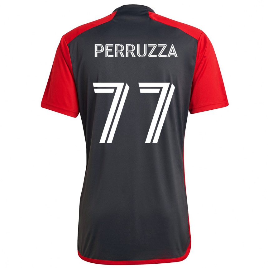 Kids Football Jordan Perruzza #77 Grayn Red Home Jersey 2024/25 T-Shirt Nz