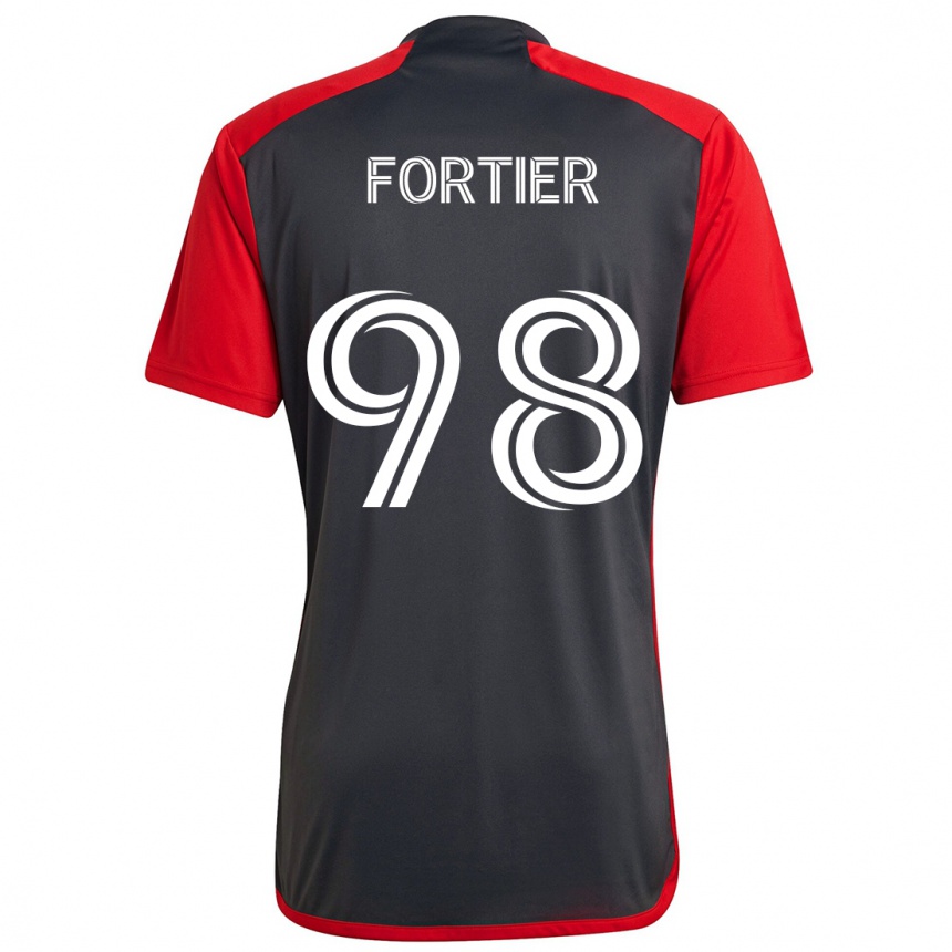 Kids Football Kristjan Fortier #98 Grayn Red Home Jersey 2024/25 T-Shirt Nz