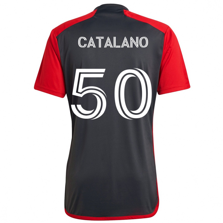 Kids Football Gianluca Catalano #50 Grayn Red Home Jersey 2024/25 T-Shirt Nz