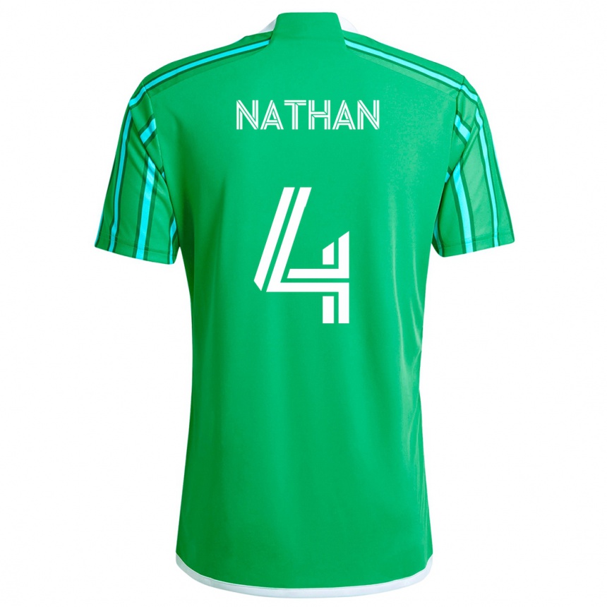 Kids Football Nathan #4 Green White Home Jersey 2024/25 T-Shirt Nz