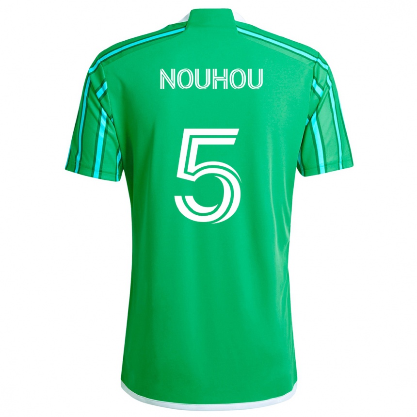 Kids Football Nouhou #5 Green White Home Jersey 2024/25 T-Shirt Nz