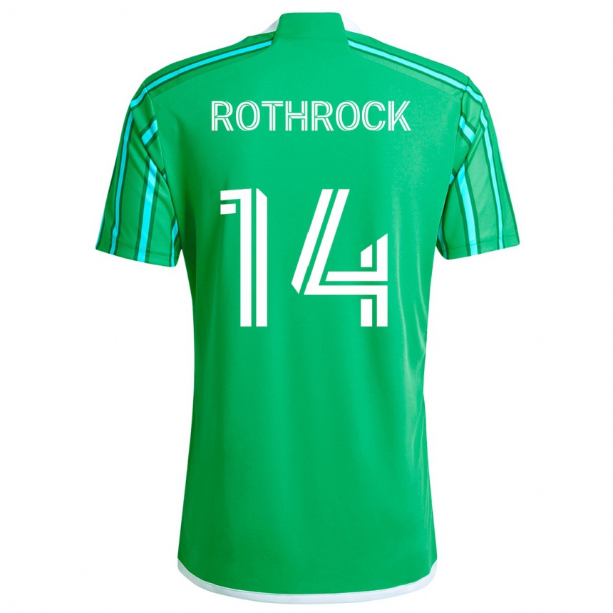 Kids Football Paul Rothrock #14 Green White Home Jersey 2024/25 T-Shirt Nz