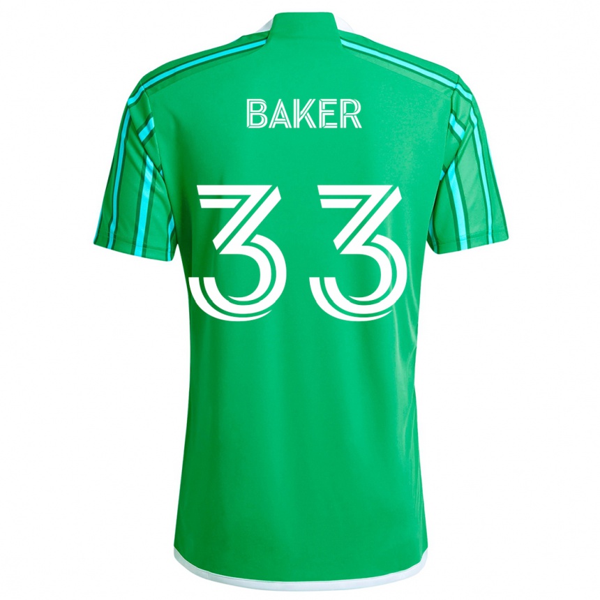 Kids Football Cody Baker #33 Green White Home Jersey 2024/25 T-Shirt Nz