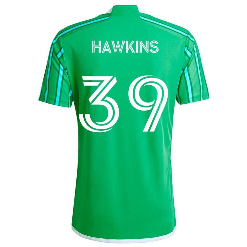 Kids Football Stuart Hawkins #39 Green White Home Jersey 2024/25 T-Shirt Nz