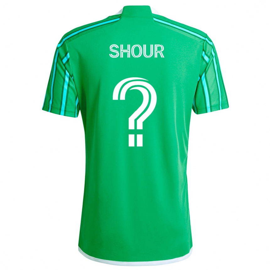 Kids Football Mohammed Shour #0 Green White Home Jersey 2024/25 T-Shirt Nz