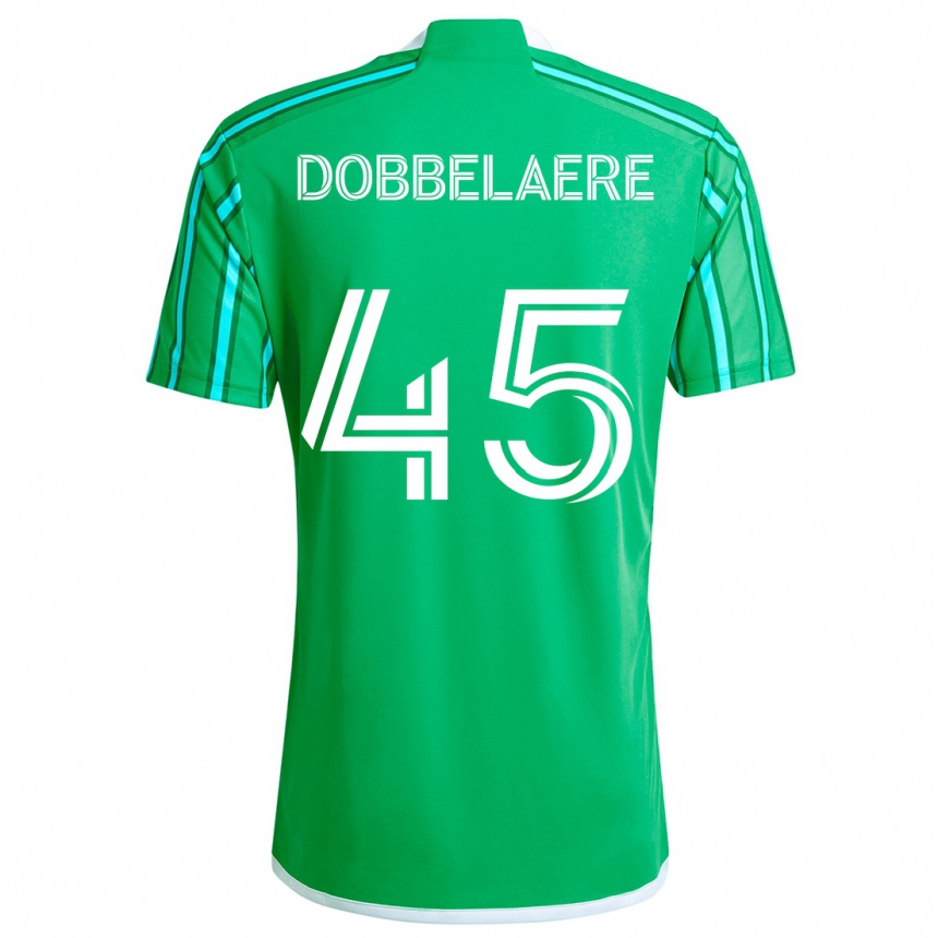 Kids Football Ethan Dobbelaere #45 Green White Home Jersey 2024/25 T-Shirt Nz