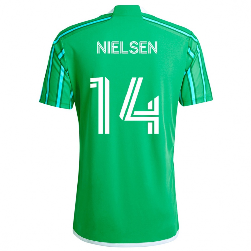 Kids Football Taylor Nielsen #14 Green White Home Jersey 2024/25 T-Shirt Nz