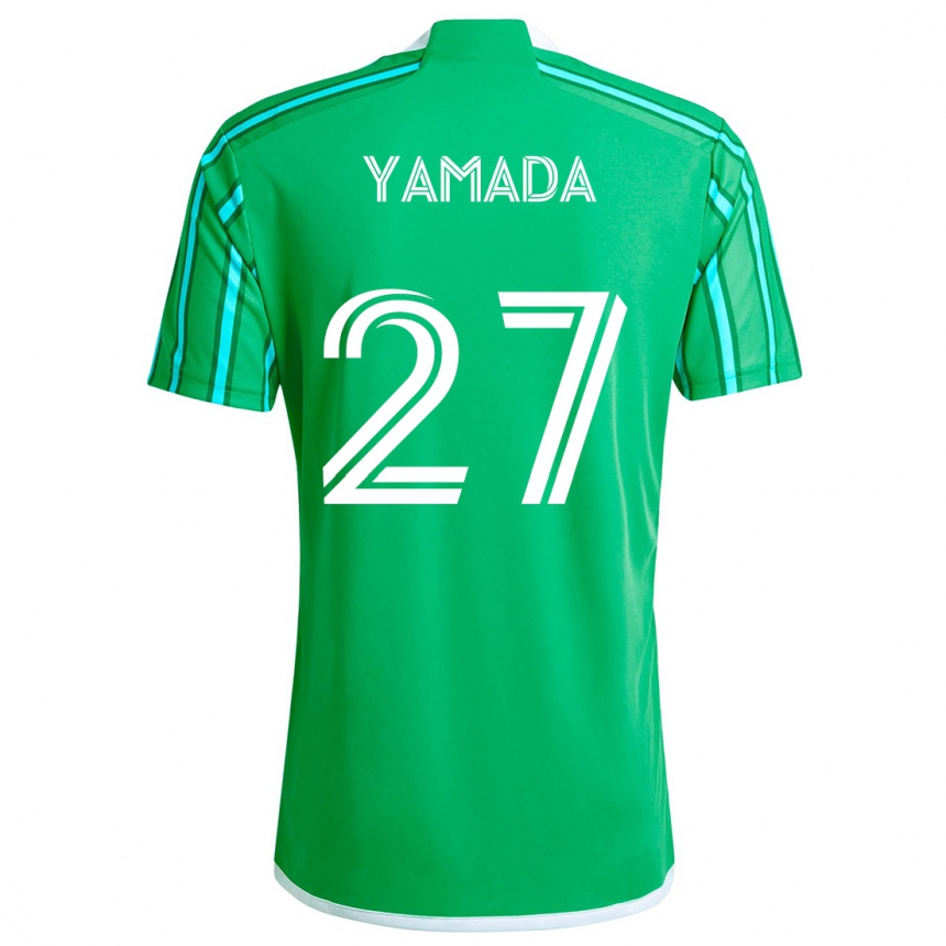 Kids Football Hikari Yamada #27 Green White Home Jersey 2024/25 T-Shirt Nz