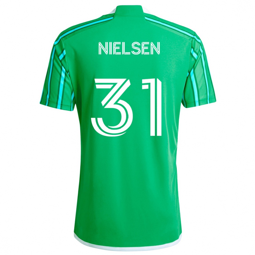 Kids Football Madeline Nielsen #31 Green White Home Jersey 2024/25 T-Shirt Nz