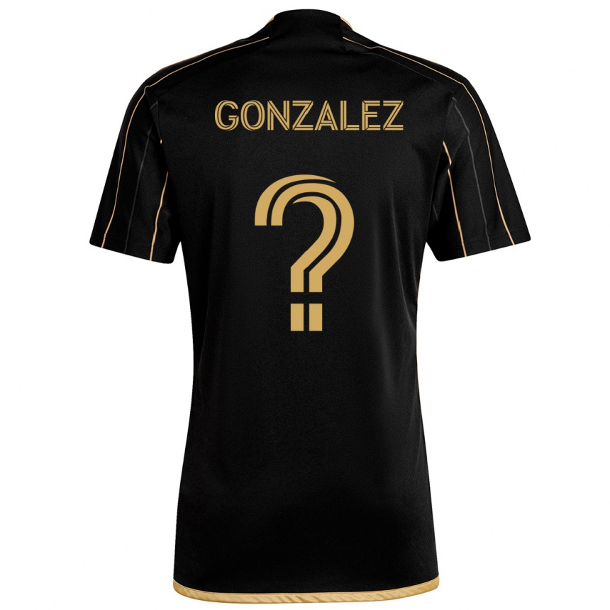 Kids Football Mario González #0 Black Gold Home Jersey 2024/25 T-Shirt Nz