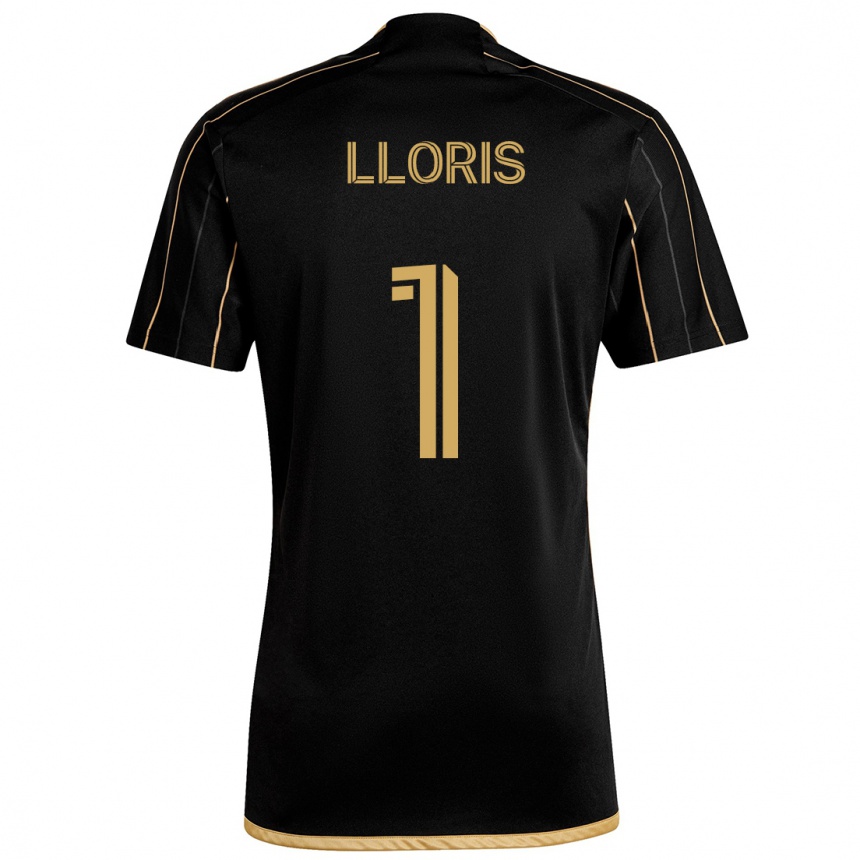 Kids Football Hugo Lloris #1 Black Gold Home Jersey 2024/25 T-Shirt Nz