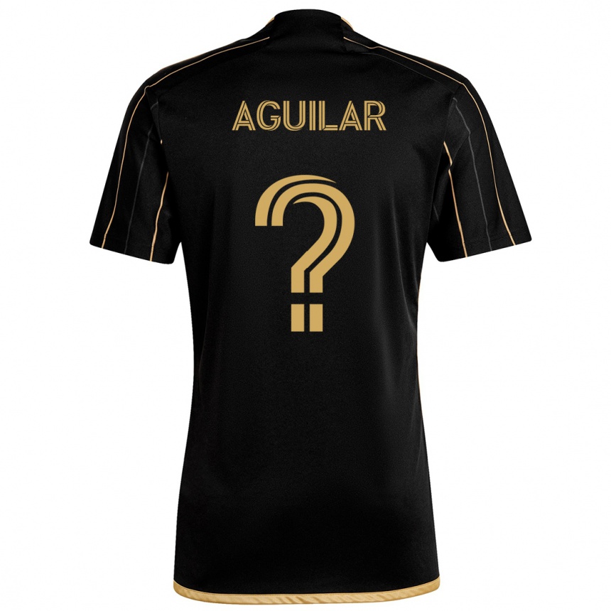 Kids Football Adrián Aguilar #0 Black Gold Home Jersey 2024/25 T-Shirt Nz