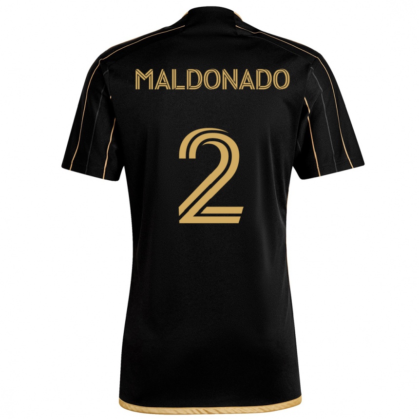 Kids Football Denil Maldonado #2 Black Gold Home Jersey 2024/25 T-Shirt Nz