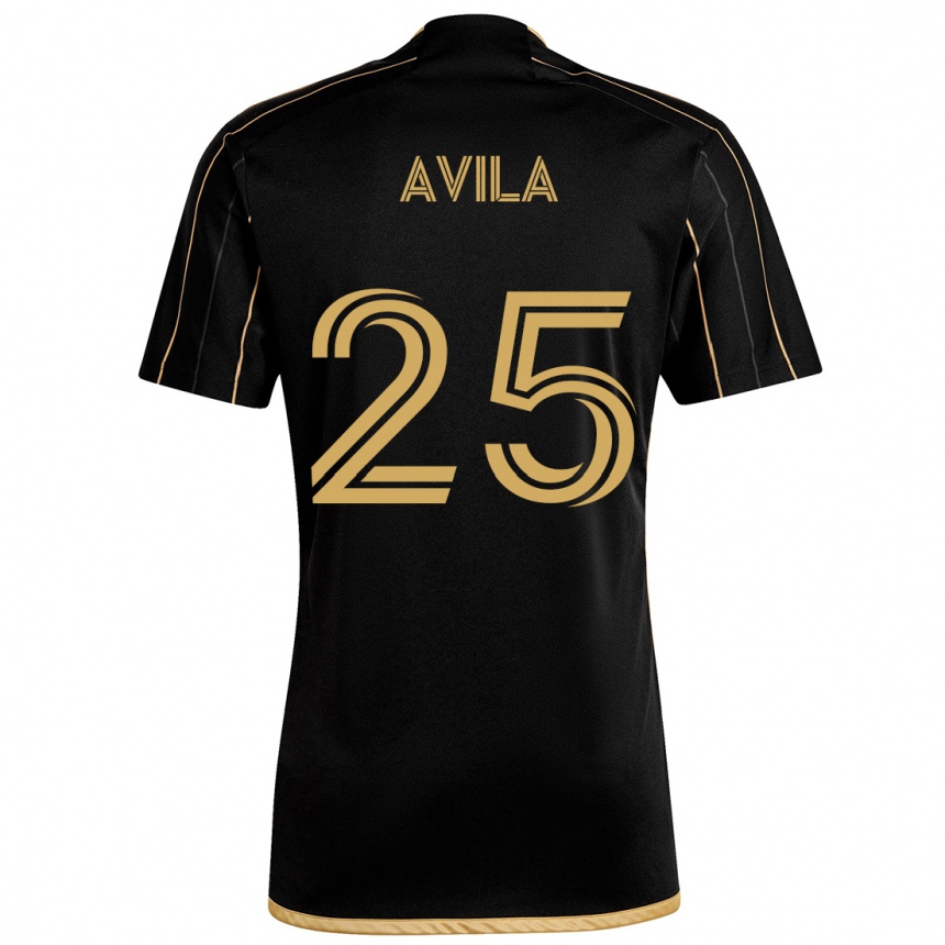 Kids Football Armando Avila #25 Black Gold Home Jersey 2024/25 T-Shirt Nz