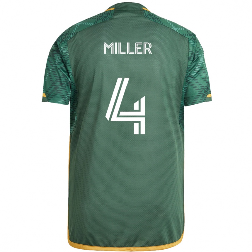 Kids Football Kamal Miller #4 Green Orange Home Jersey 2024/25 T-Shirt Nz