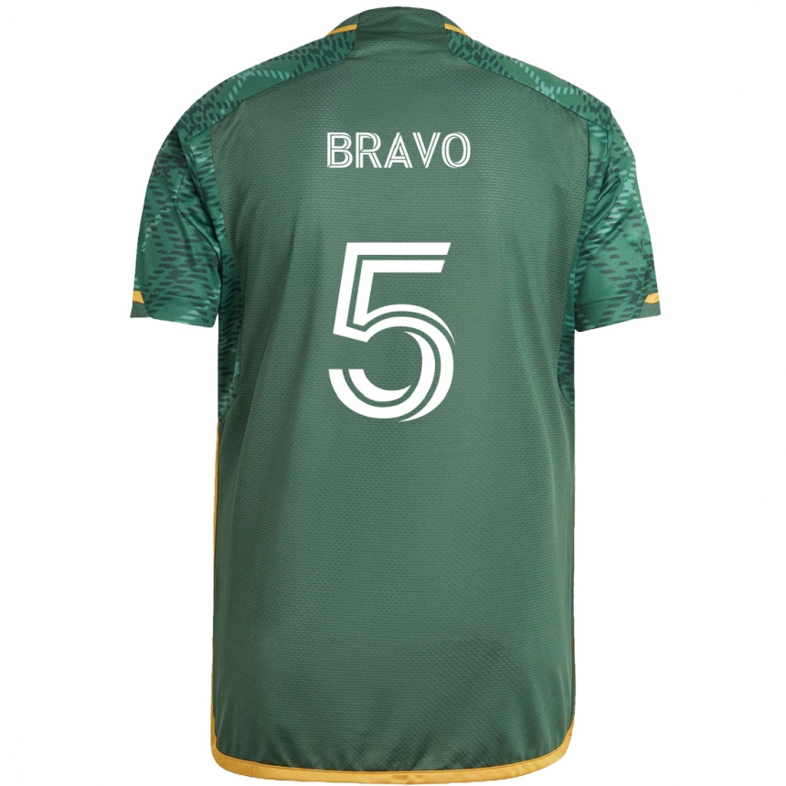 Kids Football Claudio Bravo #5 Green Orange Home Jersey 2024/25 T-Shirt Nz