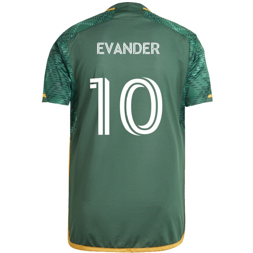 Kids Football Evander #10 Green Orange Home Jersey 2024/25 T-Shirt Nz