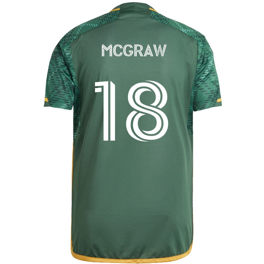 Kids Football Zac Mcgraw #18 Green Orange Home Jersey 2024/25 T-Shirt Nz