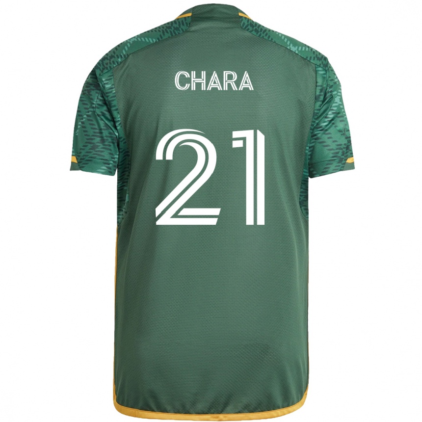 Kids Football Diego Chará #21 Green Orange Home Jersey 2024/25 T-Shirt Nz