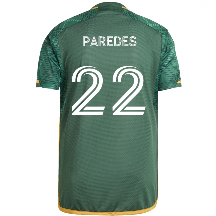 Kids Football Cristhian Paredes #22 Green Orange Home Jersey 2024/25 T-Shirt Nz