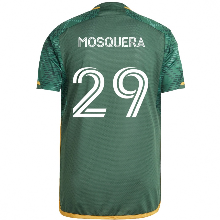 Kids Football Juan David Mosquera #29 Green Orange Home Jersey 2024/25 T-Shirt Nz