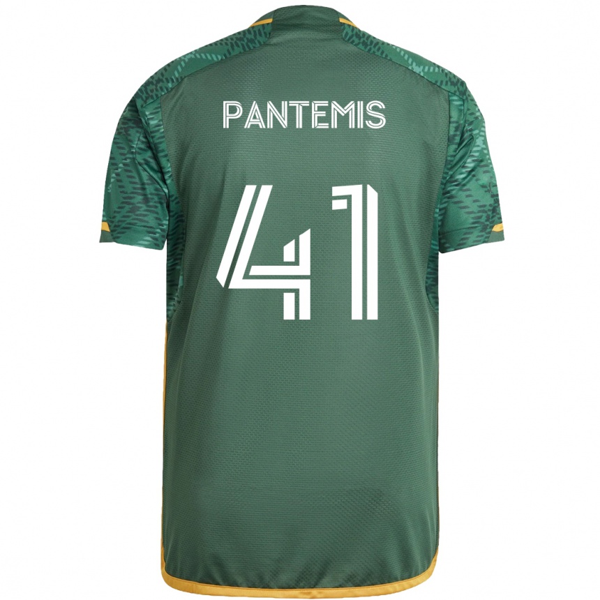 Kids Football James Pantemis #41 Green Orange Home Jersey 2024/25 T-Shirt Nz