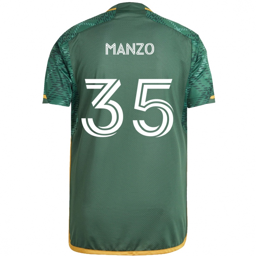 Kids Football Alexis Manzo #35 Green Orange Home Jersey 2024/25 T-Shirt Nz