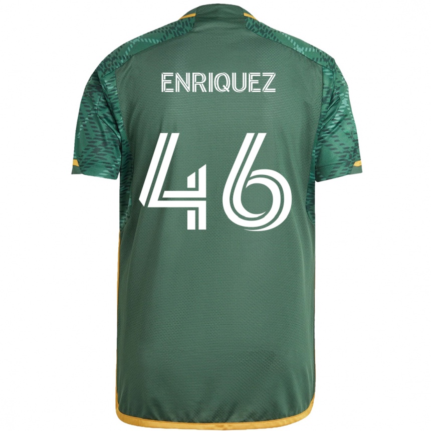 Kids Football Victor Enriquez #46 Green Orange Home Jersey 2024/25 T-Shirt Nz