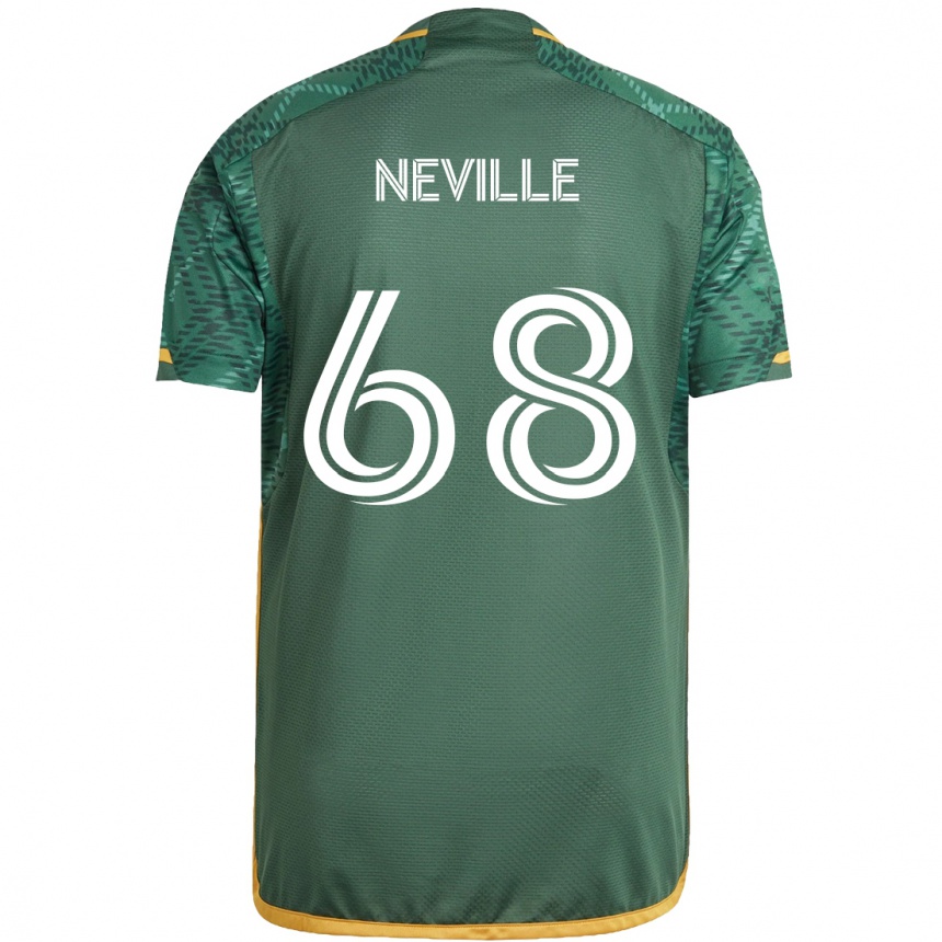 Kids Football Harvey Neville #68 Green Orange Home Jersey 2024/25 T-Shirt Nz