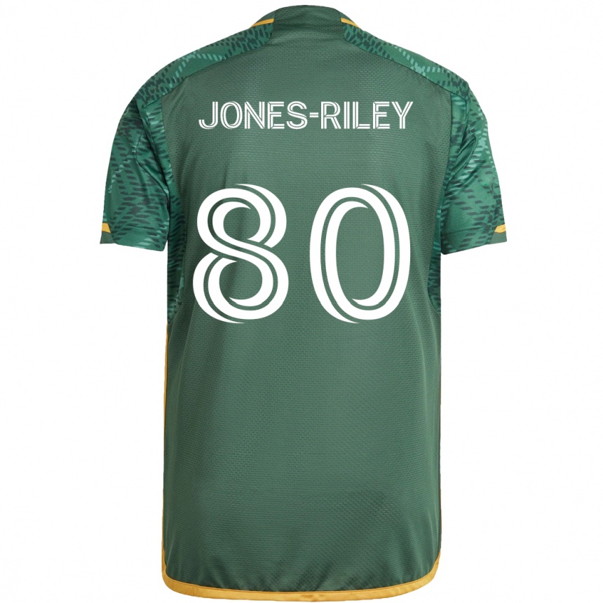 Kids Football Jaden Jones-Riley #80 Green Orange Home Jersey 2024/25 T-Shirt Nz