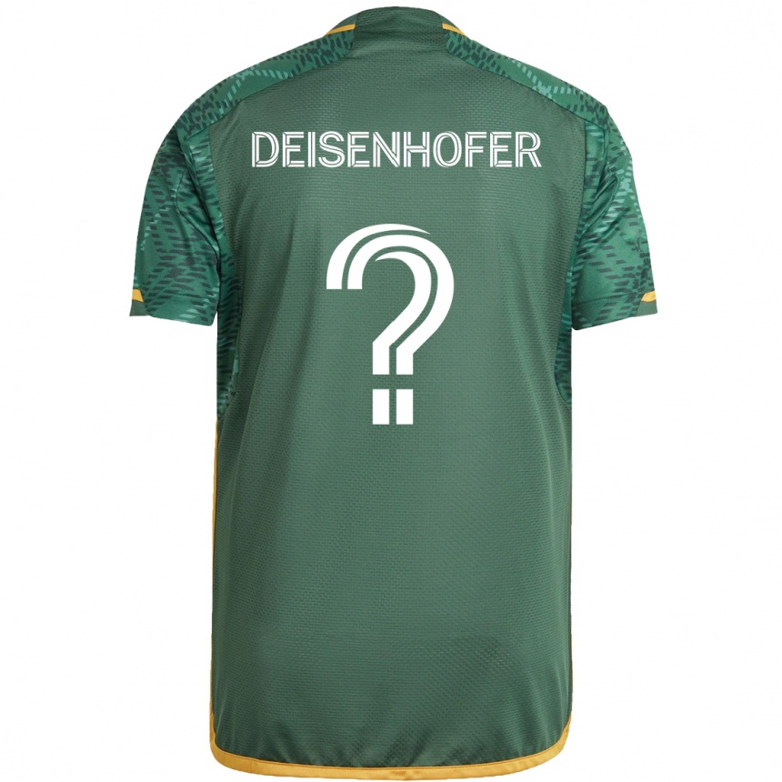 Kids Football Maximilian Deisenhofer #0 Green Orange Home Jersey 2024/25 T-Shirt Nz