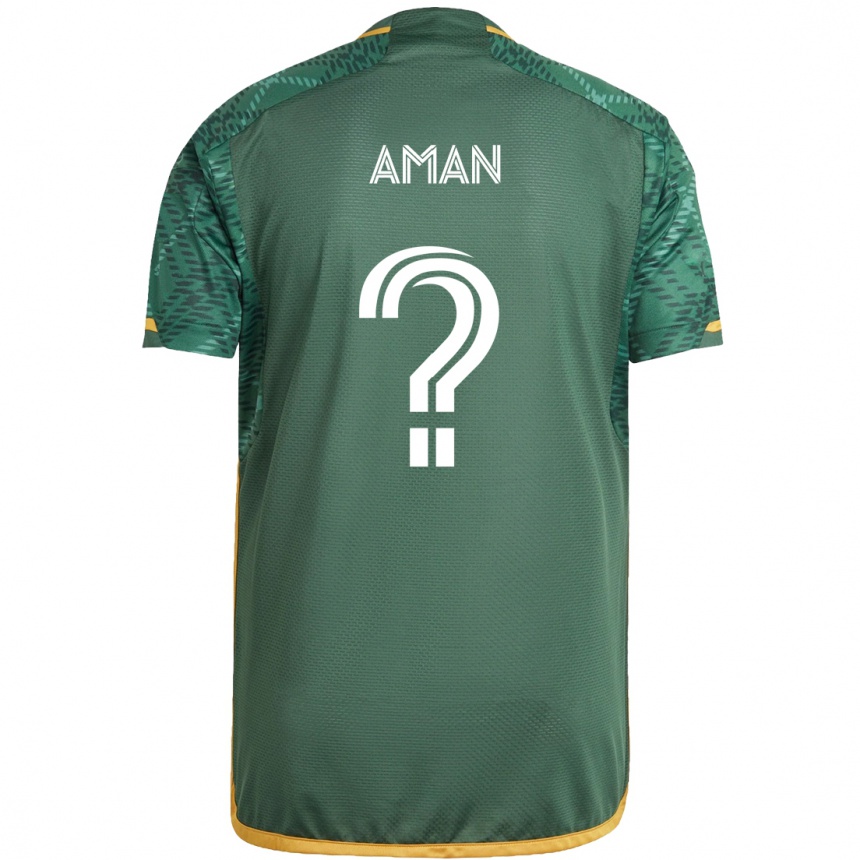 Kids Football Cole Aman #0 Green Orange Home Jersey 2024/25 T-Shirt Nz