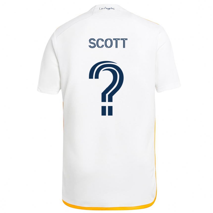 Kids Football Brady Scott #0 White Yellow Home Jersey 2024/25 T-Shirt Nz