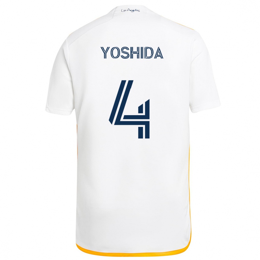 Kids Football Maya Yoshida #4 White Yellow Home Jersey 2024/25 T-Shirt Nz