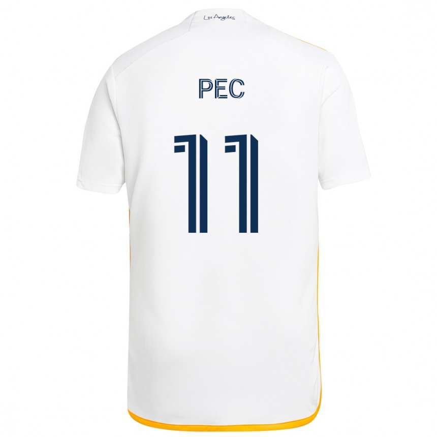 Kids Football Gabriel Pec #11 White Yellow Home Jersey 2024/25 T-Shirt Nz